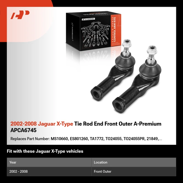 2002-2008 Jaguar X-Type Tie Rod End Front Outer A-Premium APCA6745