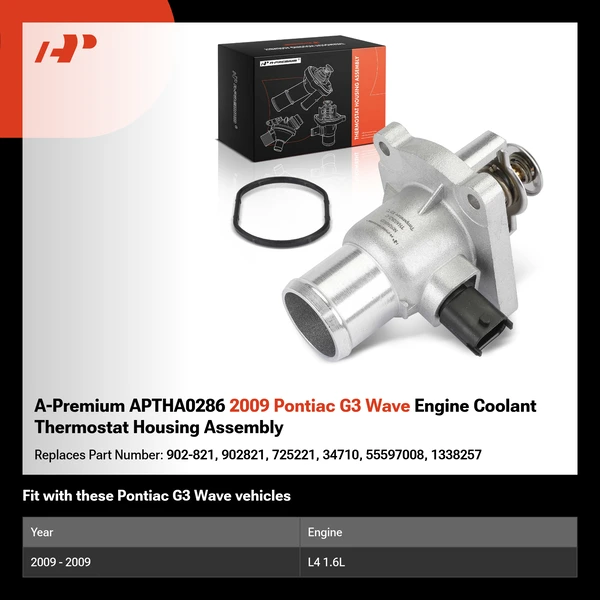 A-Premium APTHA0286 2009 Pontiac G3 Wave Engine Coolant Thermostat Housing Assembly