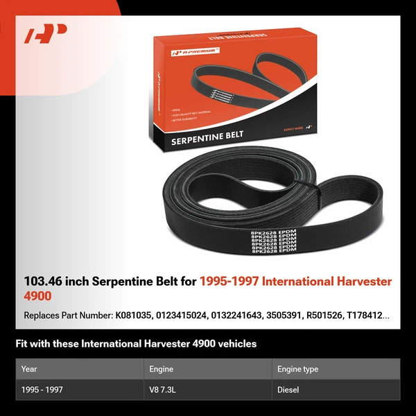 103.46 inch Serpentine Belt for 1995-1997 International Harvester 4900