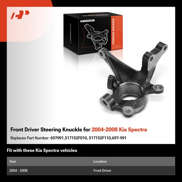 Front Driver Steering Knuckle for 2004-2008 Kia Spectra