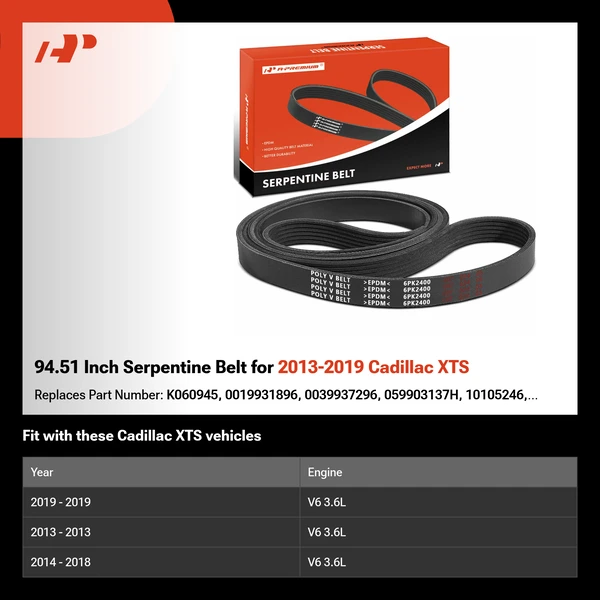 94.51 Inch Serpentine Belt for 2013-2019 Cadillac XTS