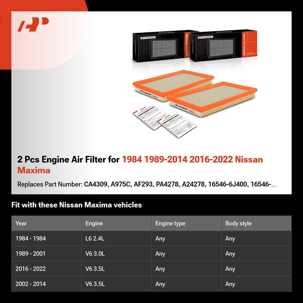 2 Pcs Engine Air Filter for 1984 1989-2014 2016-2022 Nissan Maxima