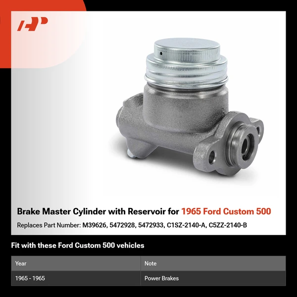 Brake Master Cylinder with Reservoir for 1965 Ford Custom 500
