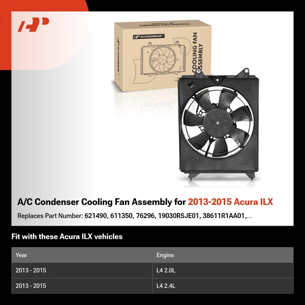 A/C Condenser Cooling Fan Assembly for 2013-2015 Acura ILX