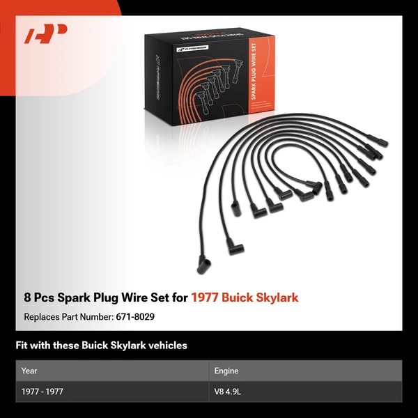 8 Pcs Spark Plug Wire Set for 1977 Buick Skylark