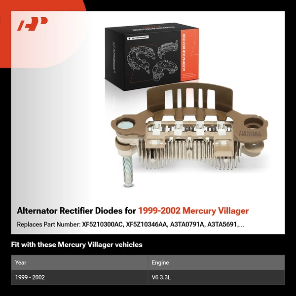 Alternator Rectifier Diodes for 1999-2002 Mercury Villager