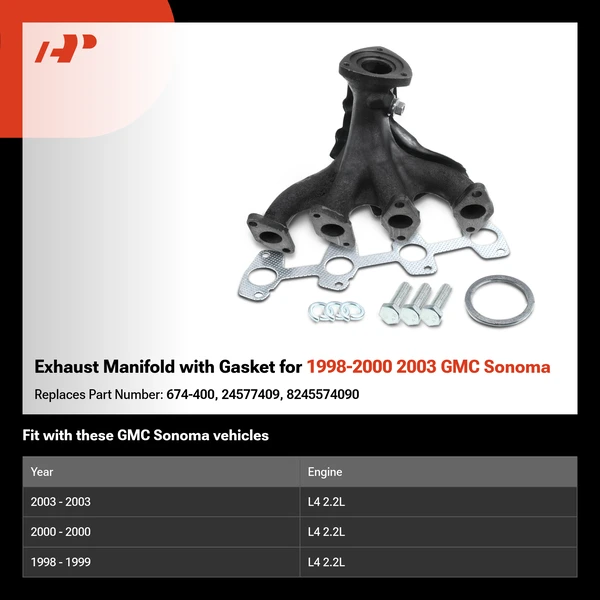 Exhaust Manifold with Gasket for 1998-2000 2003 GMC Sonoma