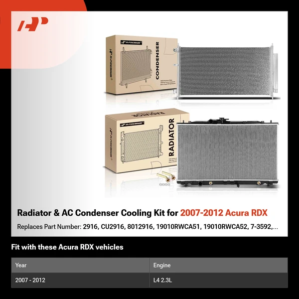 Radiator & AC Condenser Cooling Kit for 2007-2012 Acura RDX