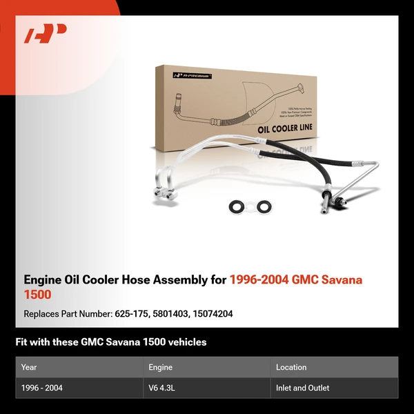 Engine Oil Cooler Hose Assembly for 1996-2004 GMC Savana 1500