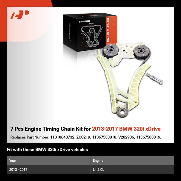 7 Pcs Engine Timing Chain Kit for 2013-2017 BMW 320i xDrive