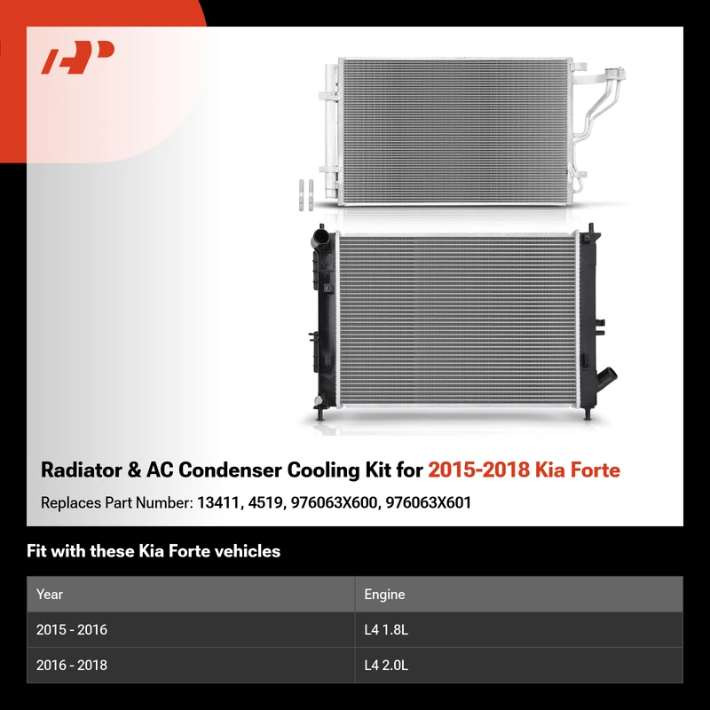 Radiator & AC Condenser Cooling Kit for 2015-2018 Kia Forte