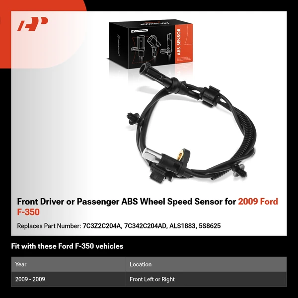 Front Driver or Passenger ABS Wheel Speed Sensor for 2009 Ford F-350
