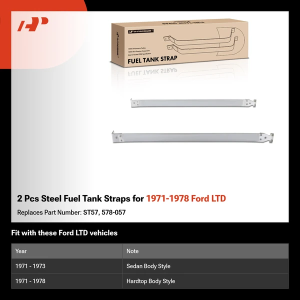 2 Pcs Steel Fuel Tank Straps for 1971-1978 Ford LTD