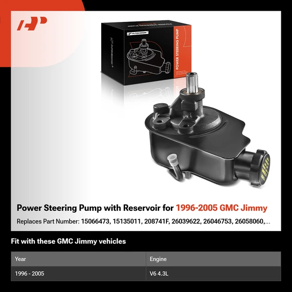 Power Steering Pump with Reservoir for 1996-2005 GMC Jimmy