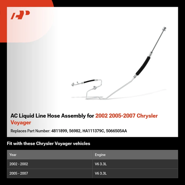 AC Liquid Line Hose Assembly for 2002 2005-2007 Chrysler Voyager
