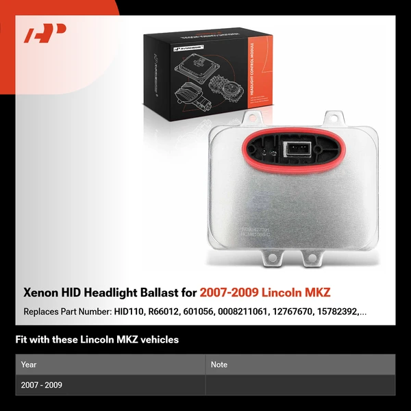 Xenon HID Headlight Ballast for 2007-2009 Lincoln MKZ