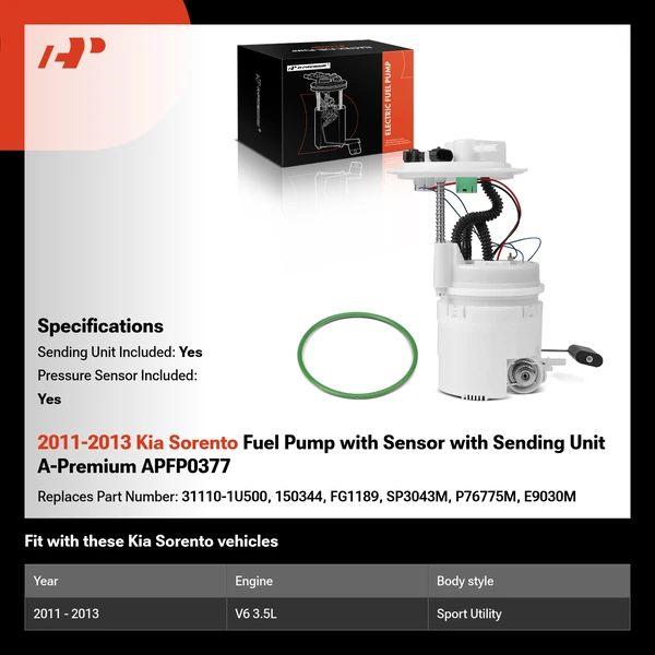 2011-2013 Kia Sorento Fuel Pump with Sensor with Sending Unit A-Premium APFP0377