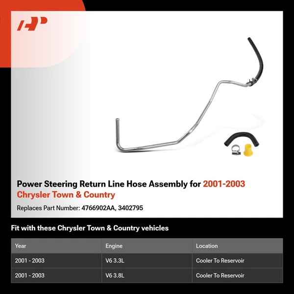 Power Steering Return Line Hose Assembly for 2001-2003 Chrysler Town & Country