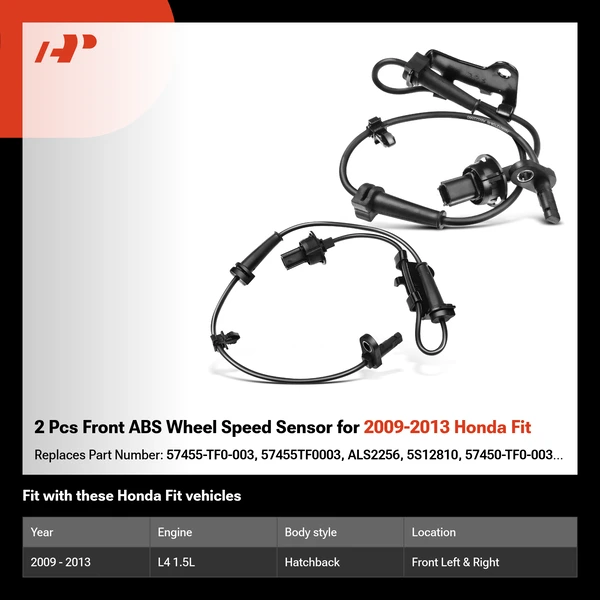 2 Pcs Front ABS Wheel Speed Sensor for 2009-2013 Honda Fit