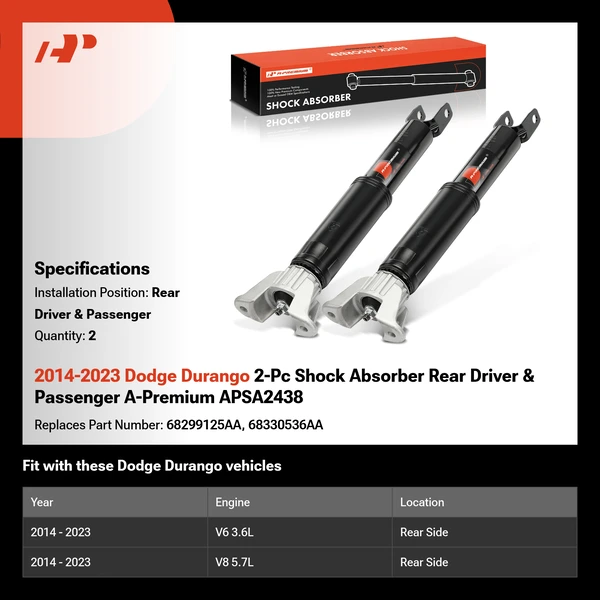 2014-2023 Dodge Durango 2-Pc Shock Absorber Rear Driver & Passenger A-Premium APSA2438