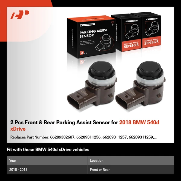 2 Pcs Front & Rear Parking Assist Sensor for 2018 BMW 540d xDrive