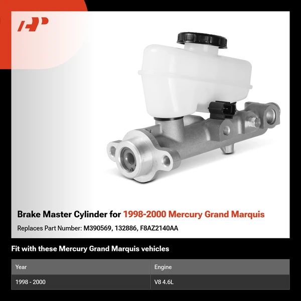 Brake Master Cylinder for 1998-2000 Mercury Grand Marquis