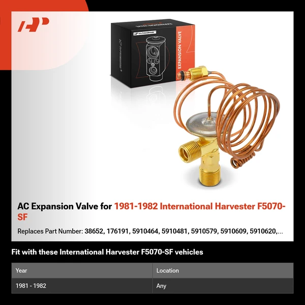 AC Expansion Valve for 1981-1982 International Harvester F5070-SF