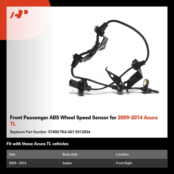 Front Passenger ABS Wheel Speed Sensor for 2009-2014 Acura TL