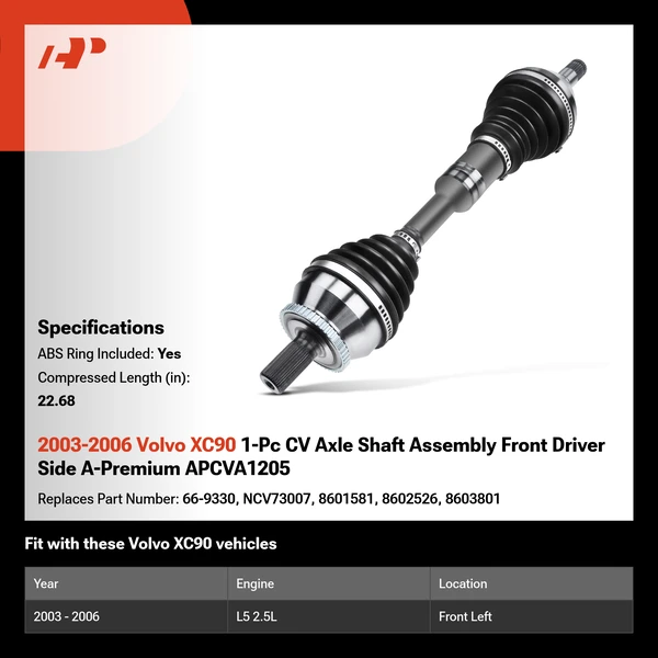 2003-2006 Volvo XC90 1-Pc CV Axle Shaft Assembly Front Driver Side A-Premium APCVA1205