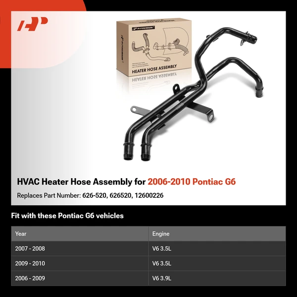 HVAC Heater Hose Assembly for 2006-2010 Pontiac G6