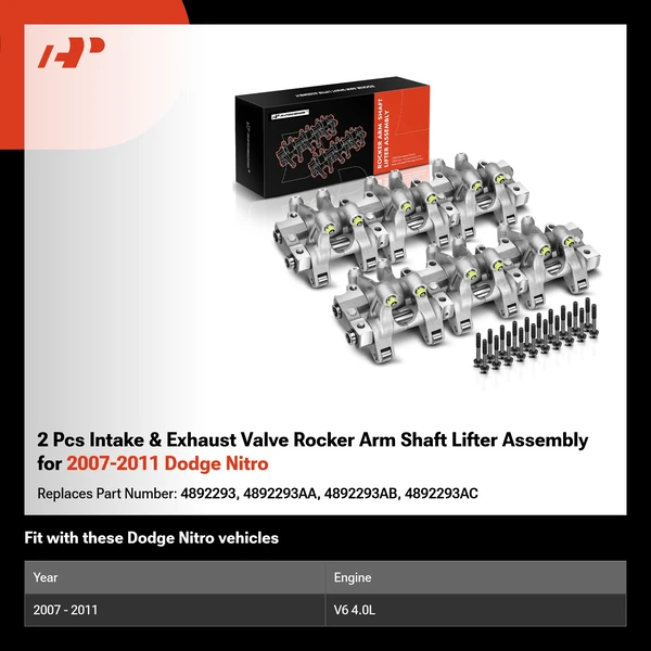 2 Pcs Intake & Exhaust Valve Rocker Arm Shaft Lifter Assembly for 2007-2011 Dodge Nitro