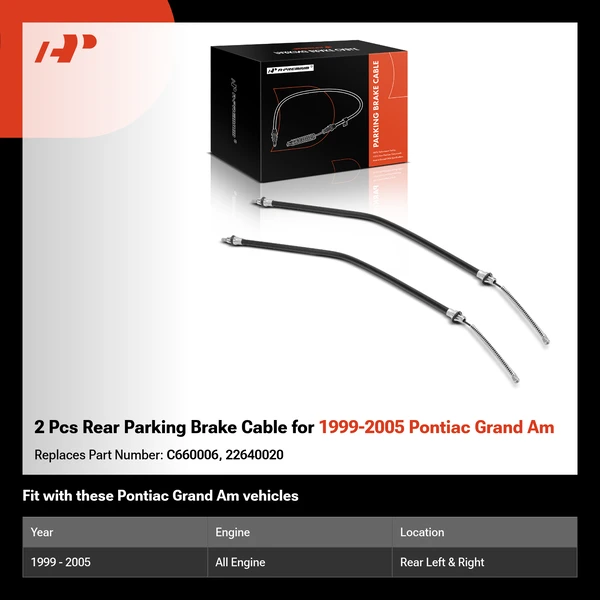 2 Pcs Rear Parking Brake Cable for 1999-2005 Pontiac Grand Am