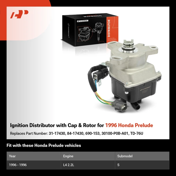 Ignition Distributor with Cap & Rotor for 1996 Honda Prelude