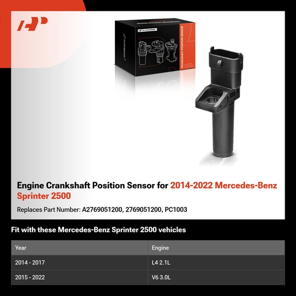 Engine Crankshaft Position Sensor for 2014-2022 Mercedes-Benz Sprinter 2500