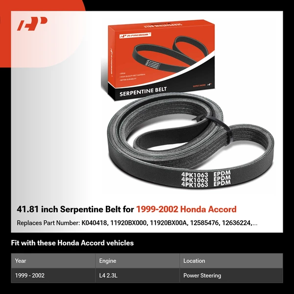 41.81 inch Serpentine Belt for 1999-2002 Honda Accord