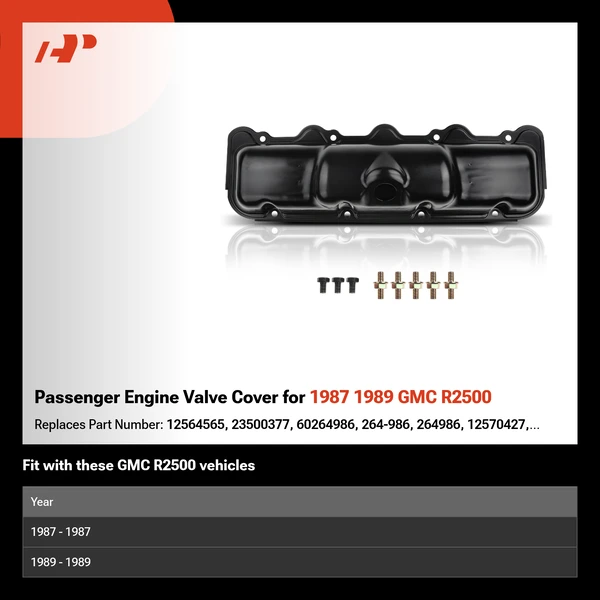 Passenger Engine Valve Cover for 1987 1989 GMC R2500