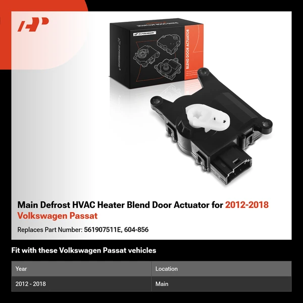 Main Defrost HVAC Heater Blend Door Actuator for 2012-2018 Volkswagen Passat