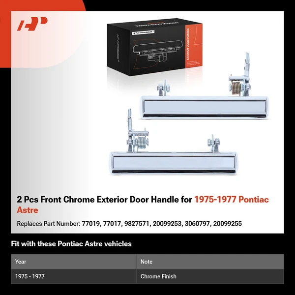 2 Pcs Front Chrome Exterior Door Handle for 1975-1977 Pontiac Astre