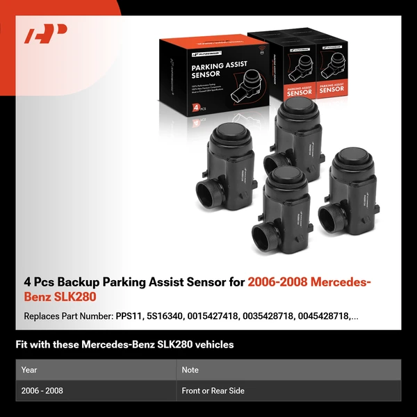 4 Pcs Backup Parking Assist Sensor for 2006-2008 Mercedes-Benz SLK280