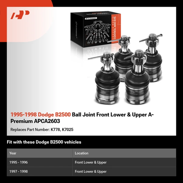 1995-1998 Dodge B2500 Ball Joint Front Lower & Upper A-Premium APCA2603
