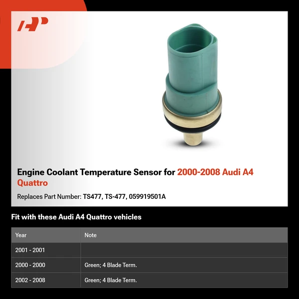 Engine Coolant Temperature Sensor for 2000-2008 Audi A4 Quattro