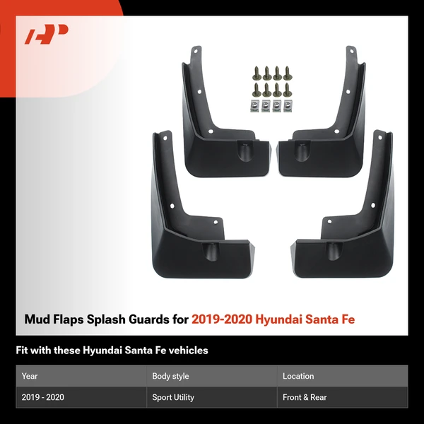 Mud Flaps Splash Guards for 2019-2020 Hyundai Santa Fe