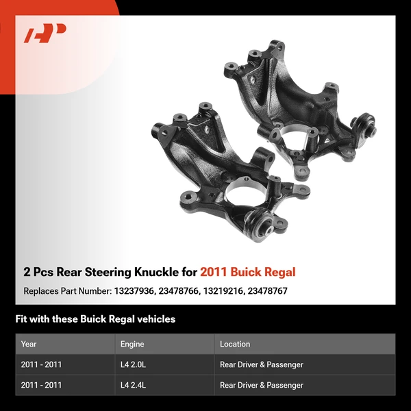 2 Pcs Rear Steering Knuckle for 2011 Buick Regal