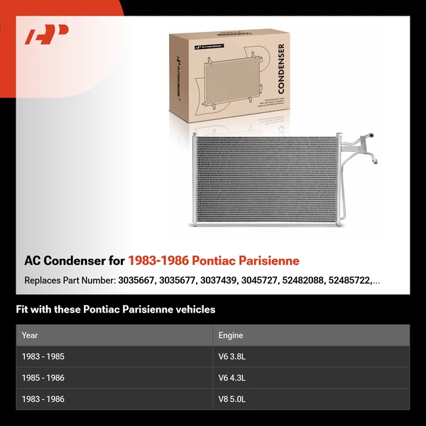 AC Condenser for 1983-1986 Pontiac Parisienne