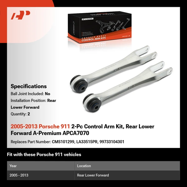 2005-2013 Porsche 911 2-Pc Control Arm Kit, Rear Lower Forward A-Premium APCA7070