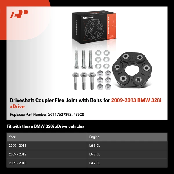 Driveshaft Coupler Flex Joint with Bolts for 2009-2013 BMW 328i xDrive