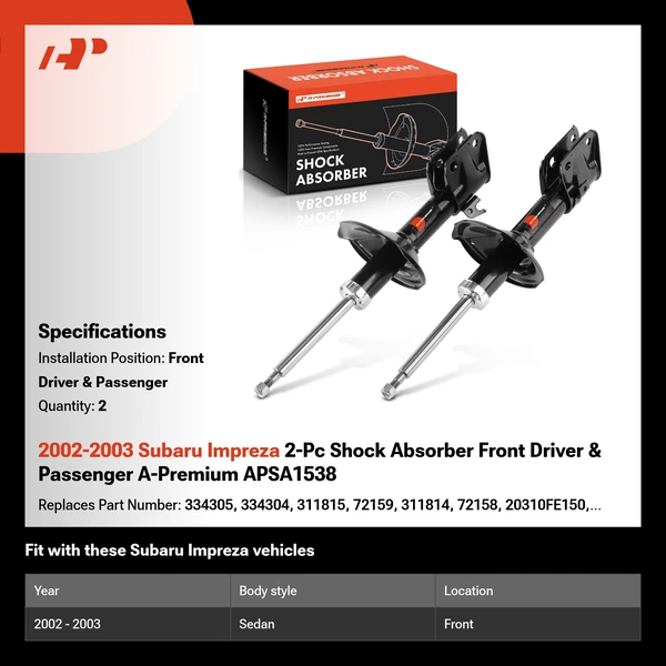 2002-2003 Subaru Impreza 2-Pc Shock Absorber Front Driver & Passenger A-Premium APSA1538