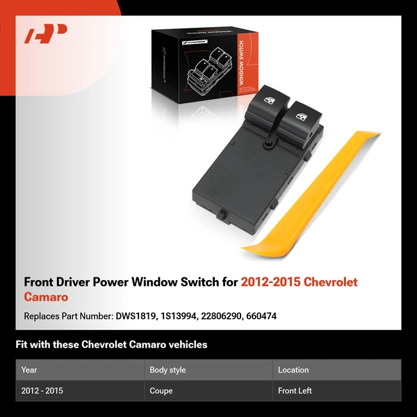 Front Driver Power Window Switch for 2012-2015 Chevrolet Camaro