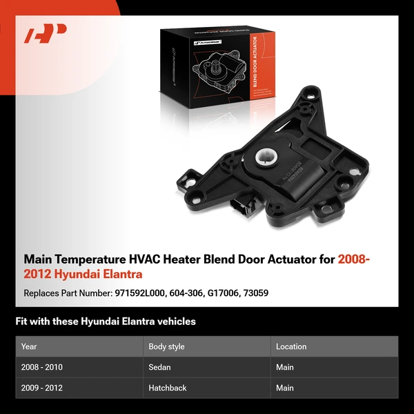 Main Temperature HVAC Heater Blend Door Actuator for 2008-2012 Hyundai Elantra