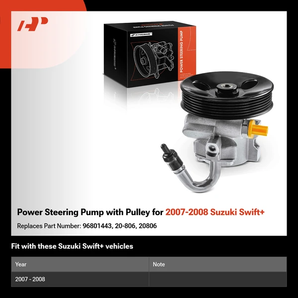 Power Steering Pump with Pulley for 2007-2008 Suzuki Swift+